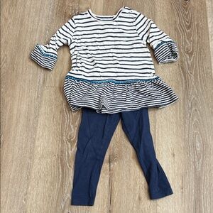 Boden Navy and White Striped Dress with Leggings